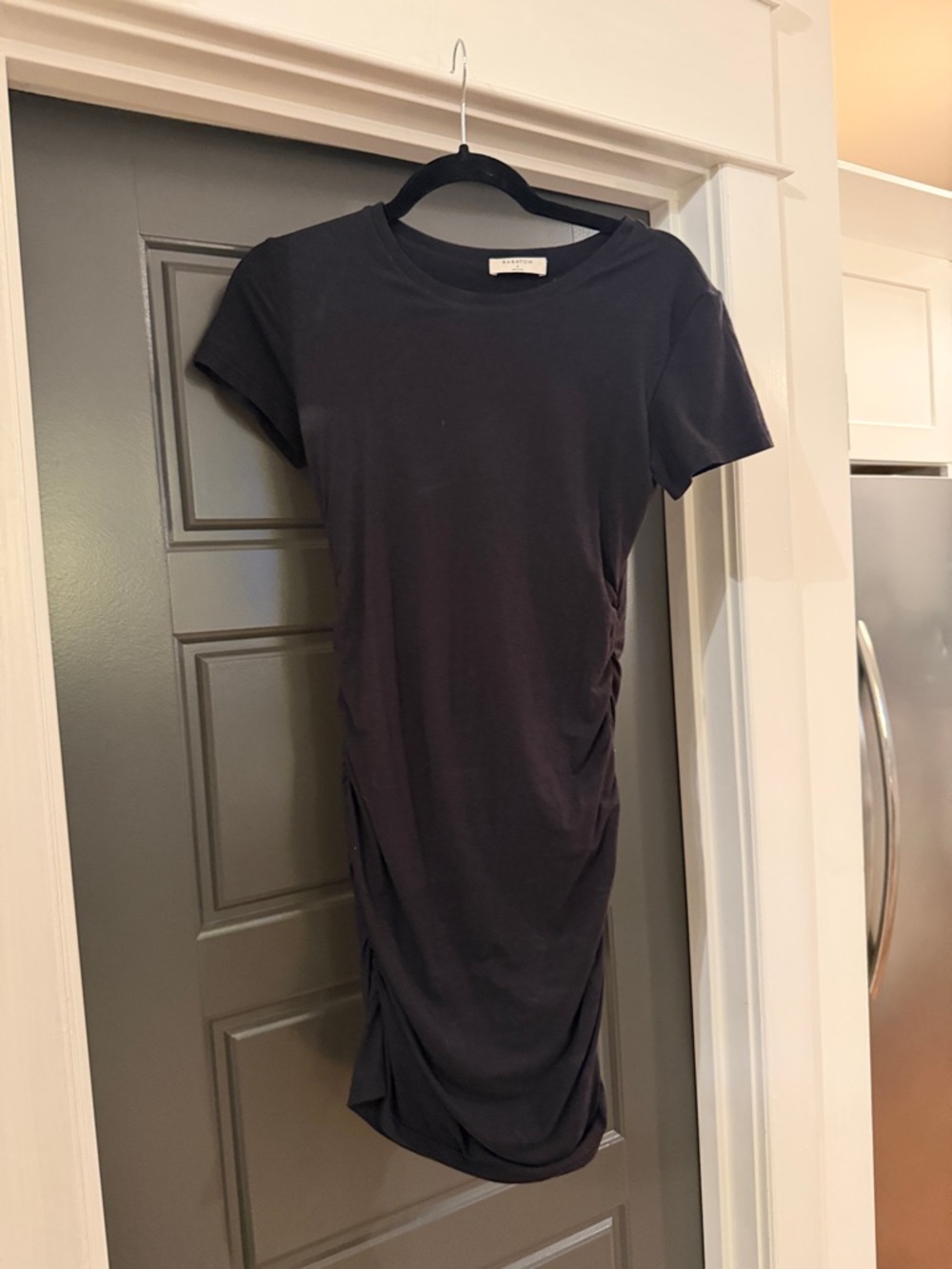 Aritzia Black Ruched Side T-Shirt Dress